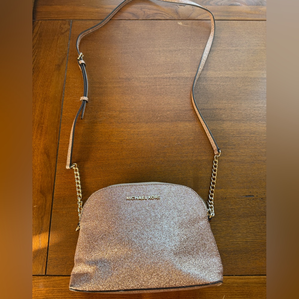 Michael Kors Rose Gold Glitter Crossbody Bag